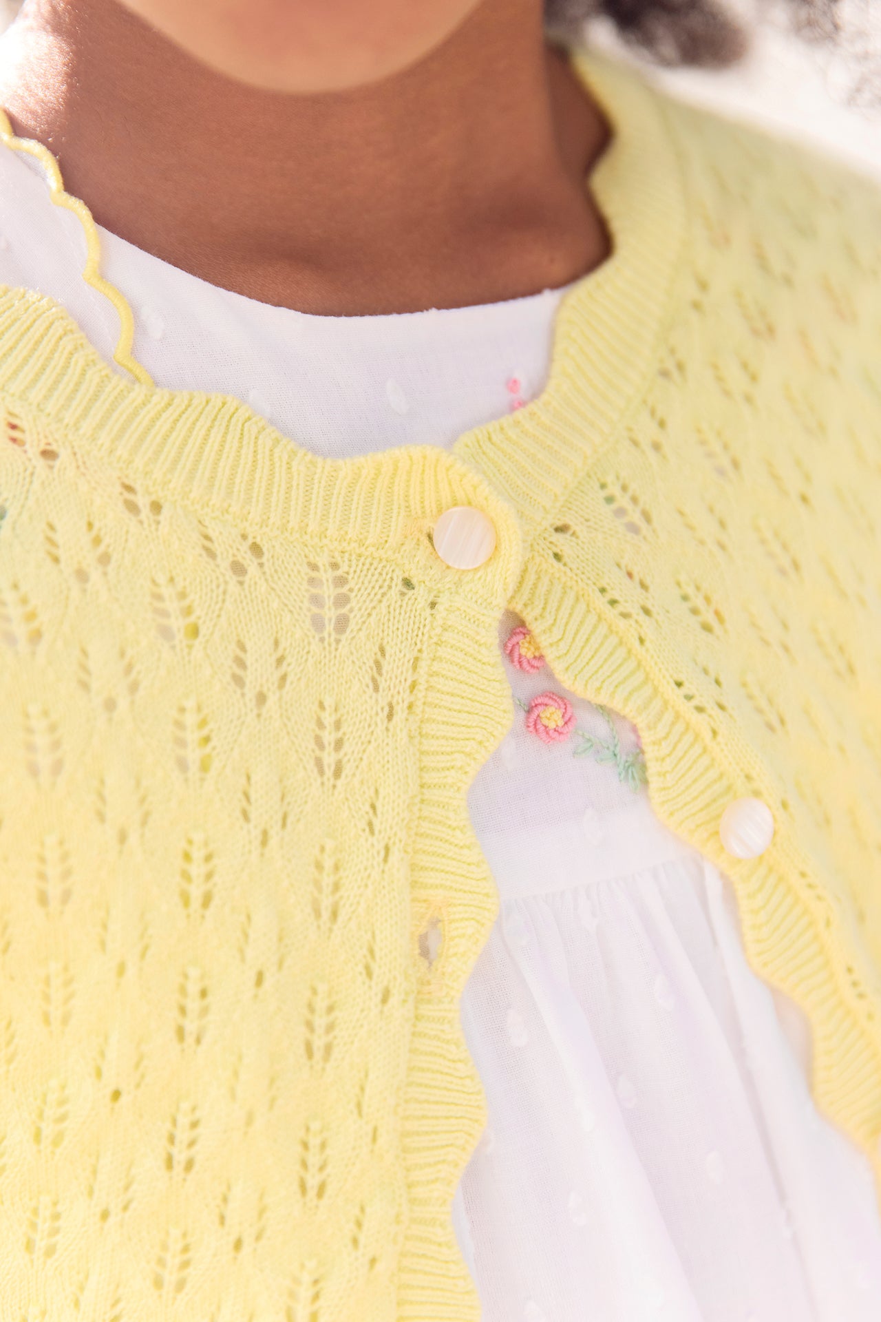 Strickjacke – durchbrochene Baumwolle in Zitrusfrüchten