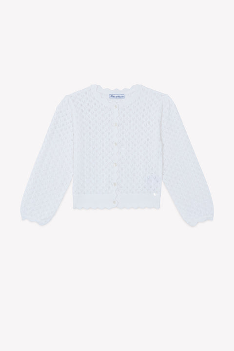 Cardigan - Blanc coton ajouré - Image principale