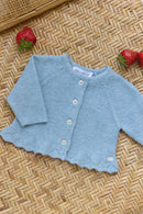 Strickjacke - Blau Baumwolle Rundhals