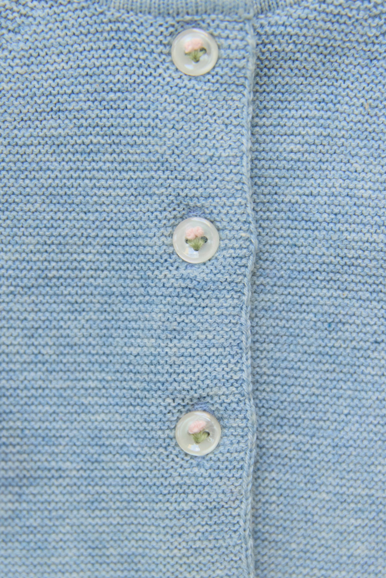 Strickjacke - Blau Baumwolle Rundhals