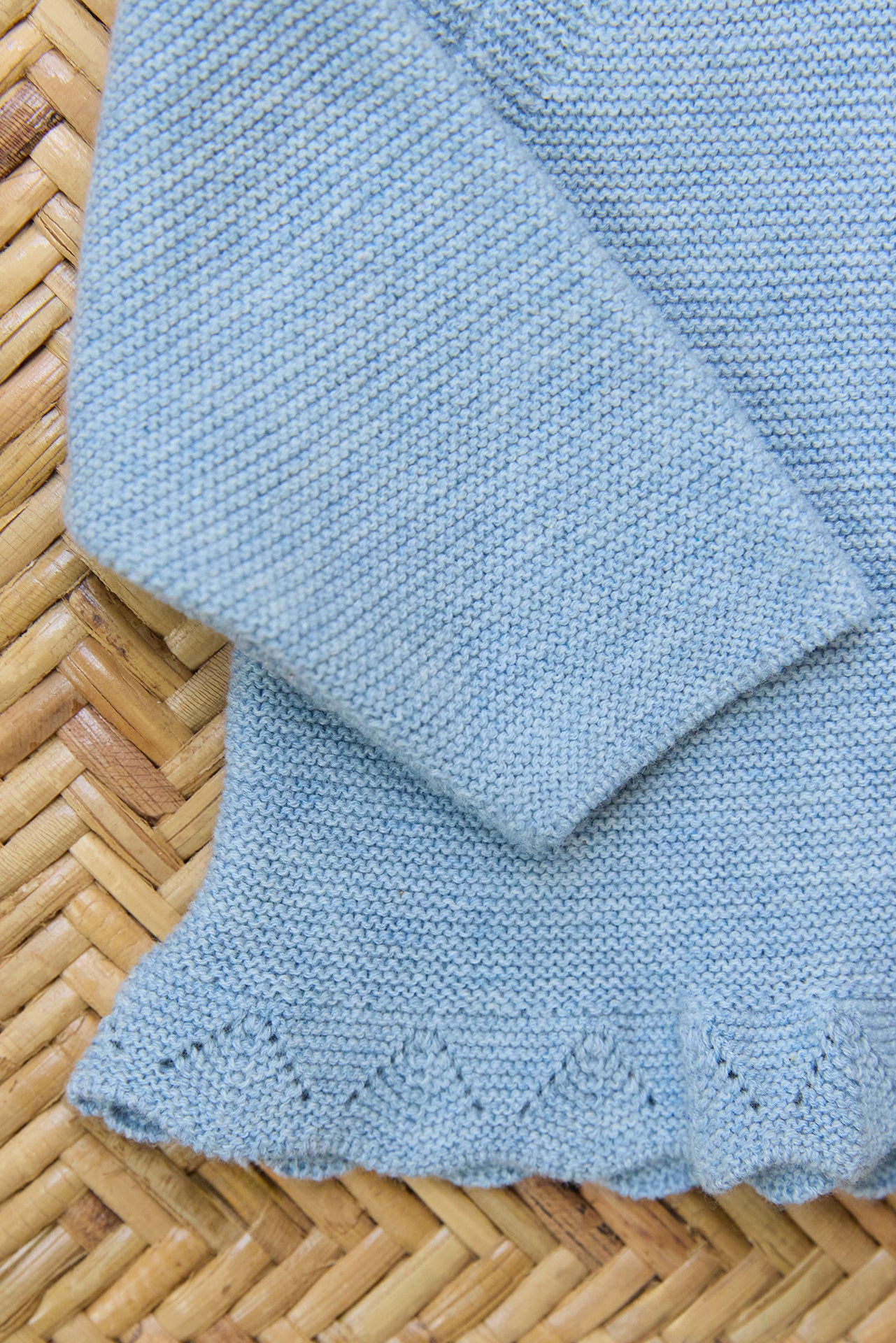 Strickjacke - Blau Baumwolle Rundhals