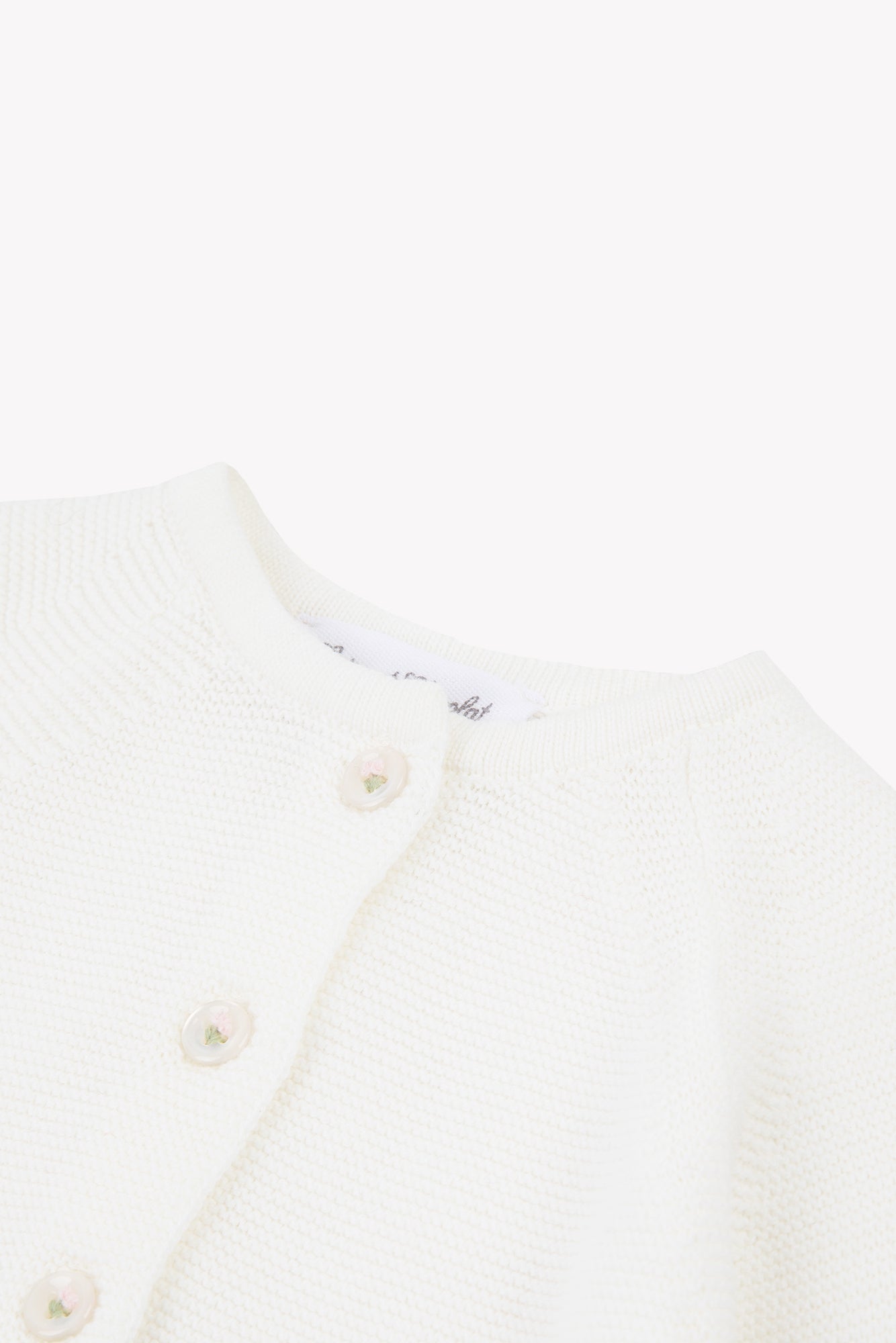 Strickjacke - Ecru durchbrochene Baumwolle