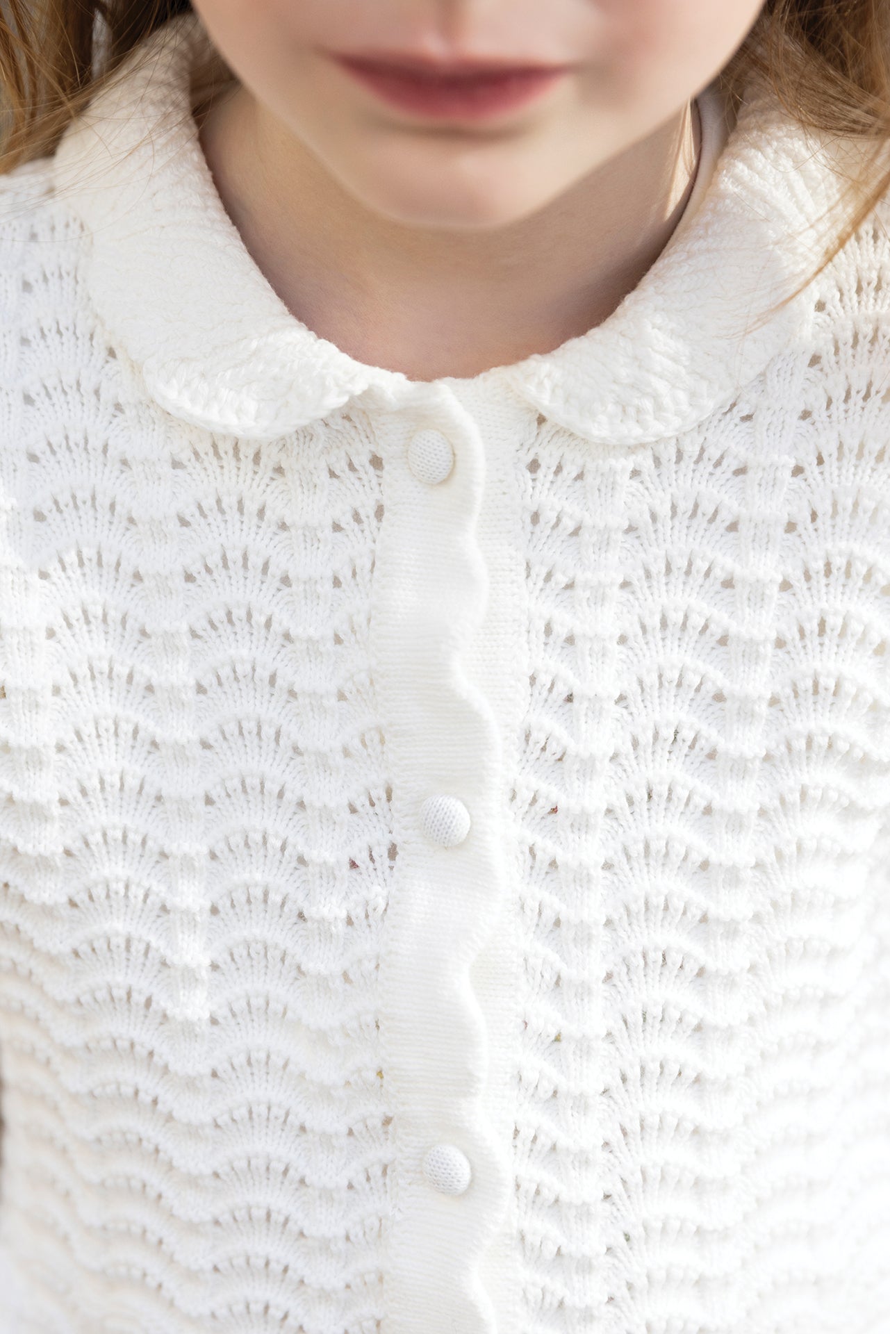 Cardigan - Ecru openwork cotton