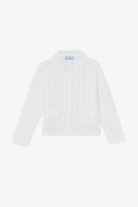 Cardigan - Ecru coton ajouré - Image principale