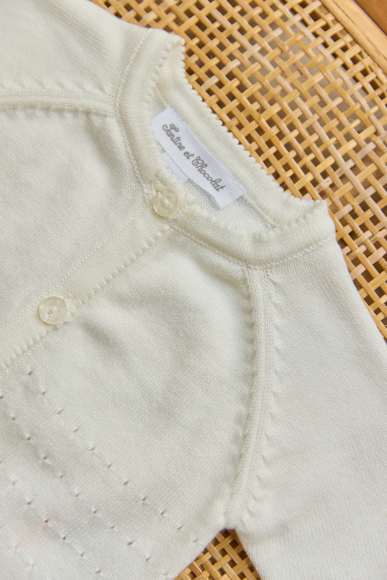 Weste - Ecru Baumwolle Gemahlen