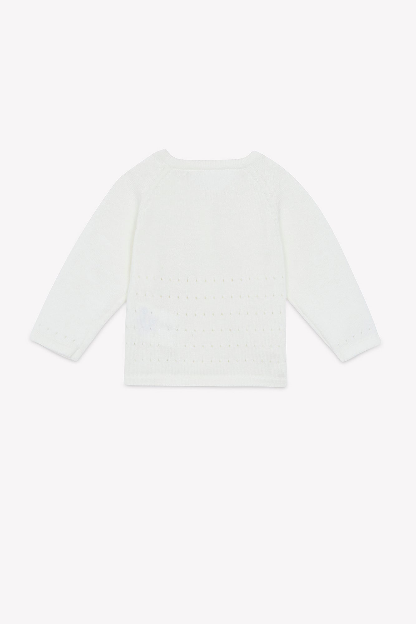 Cardigan - Ecru cotton Scalloped