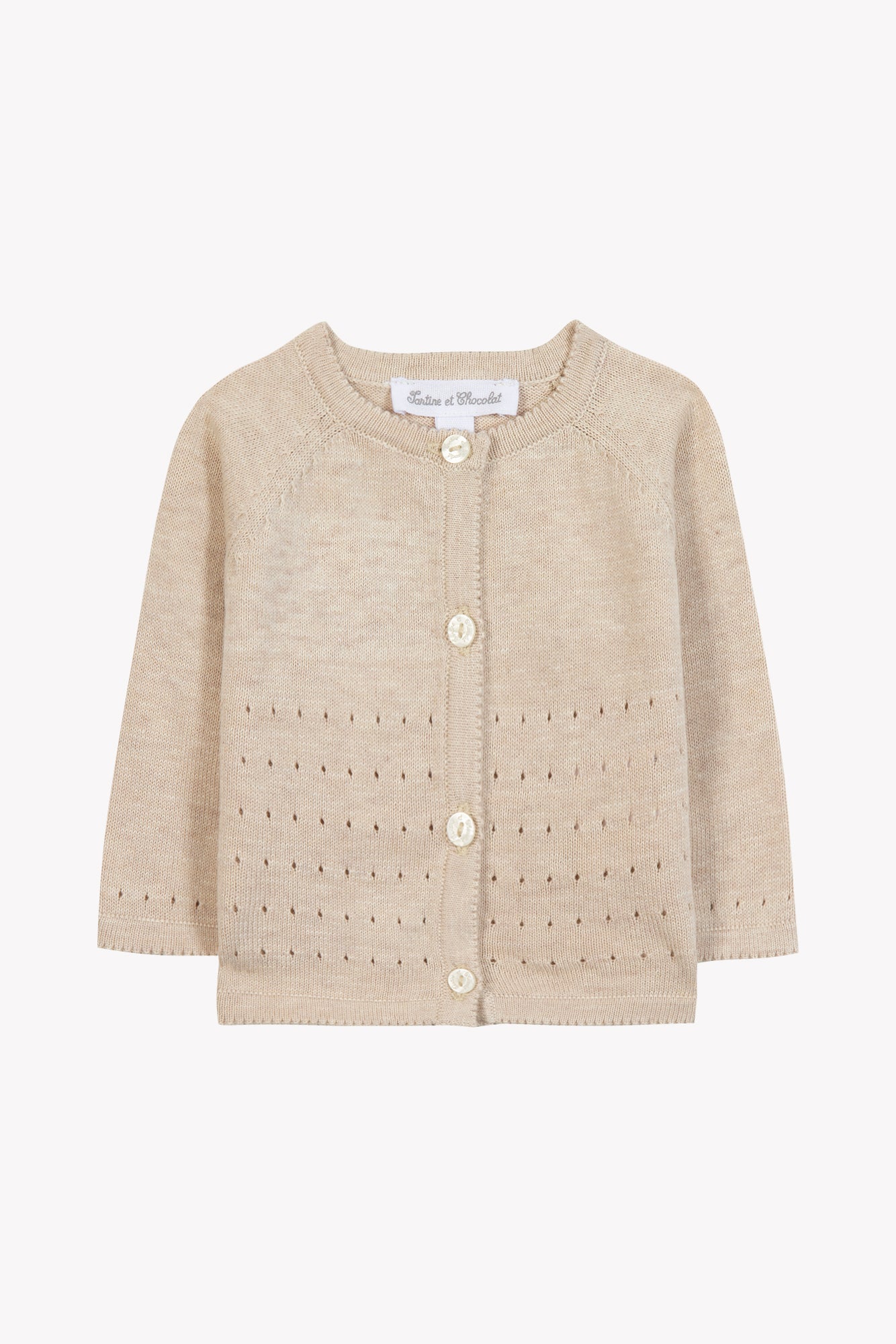 Cardigan - Beige heather openwork unisex | Tartine et Chocolat