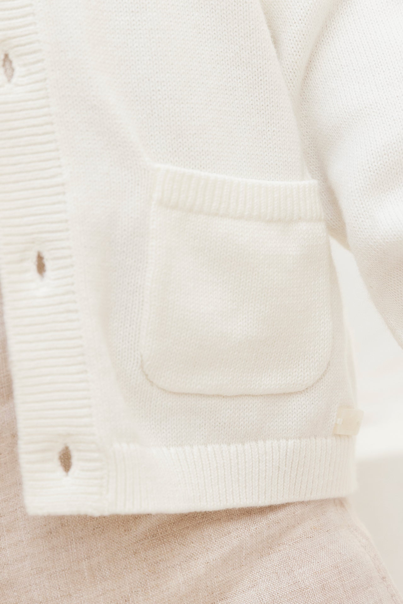 Gilet - Ecru coton col châle