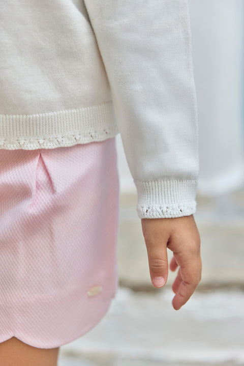 Trui - Ecru Borduurwerk bloem - Image principale