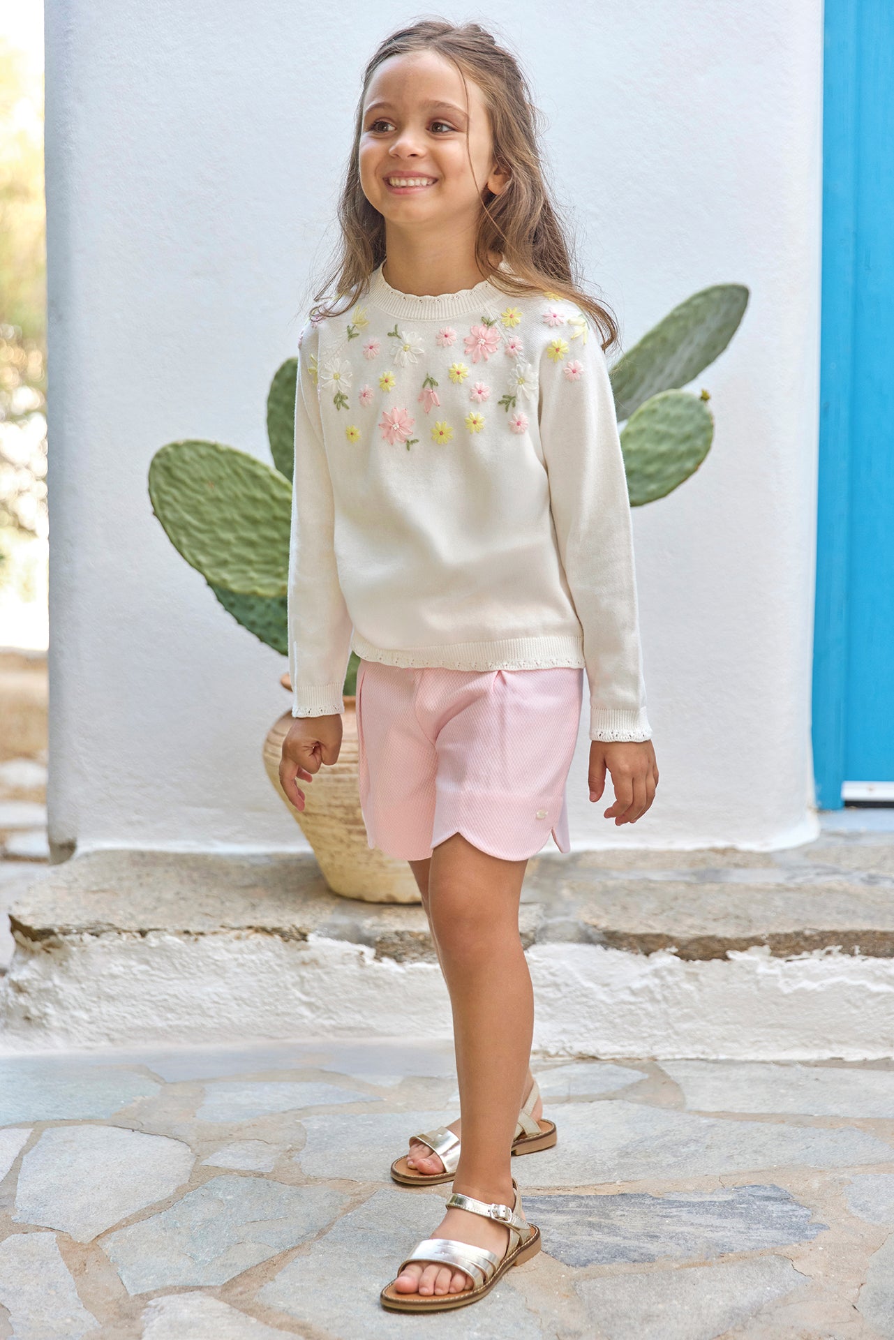 Trui - Ecru Borduurwerk bloem