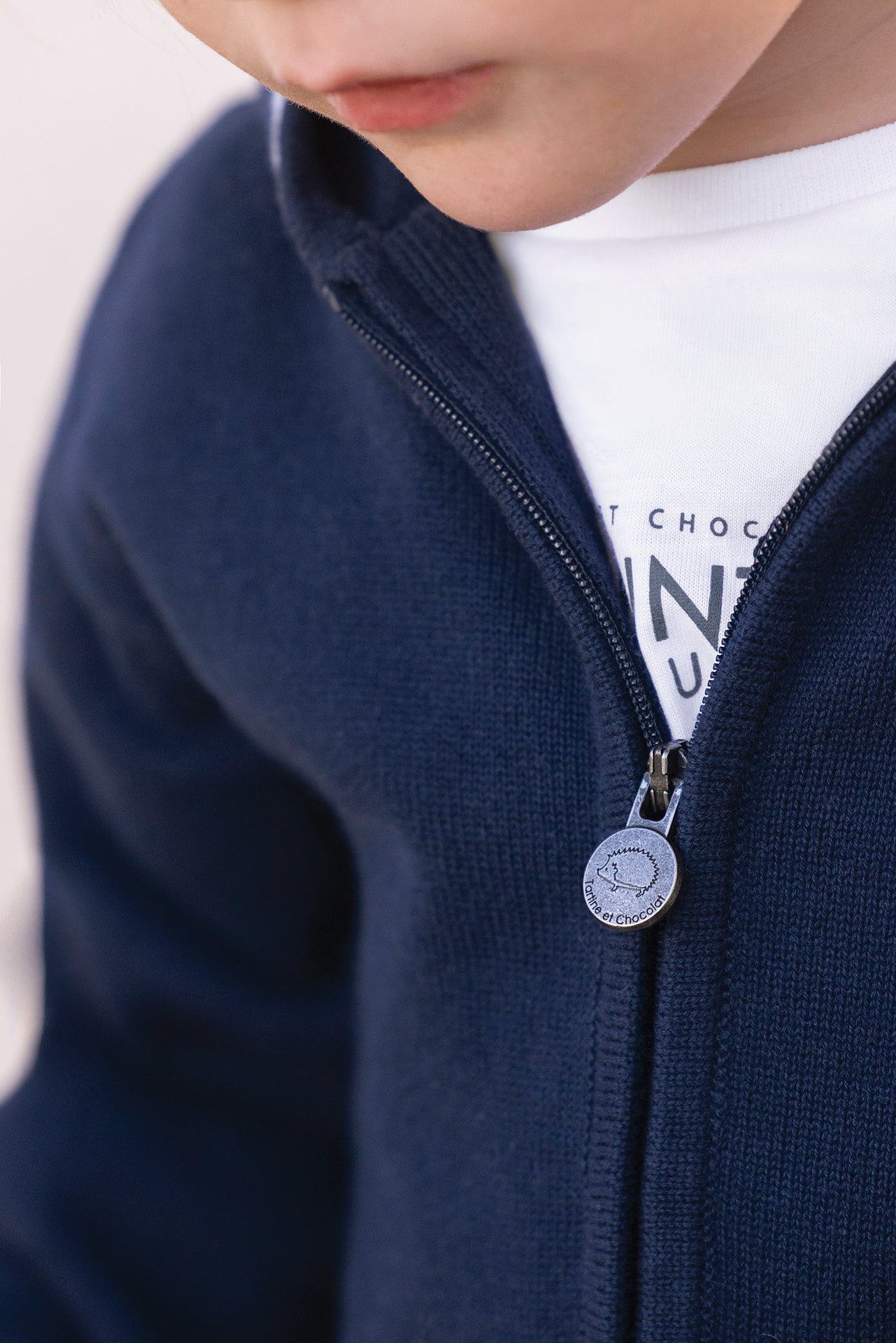 Cardigan - Navy cotton Hood