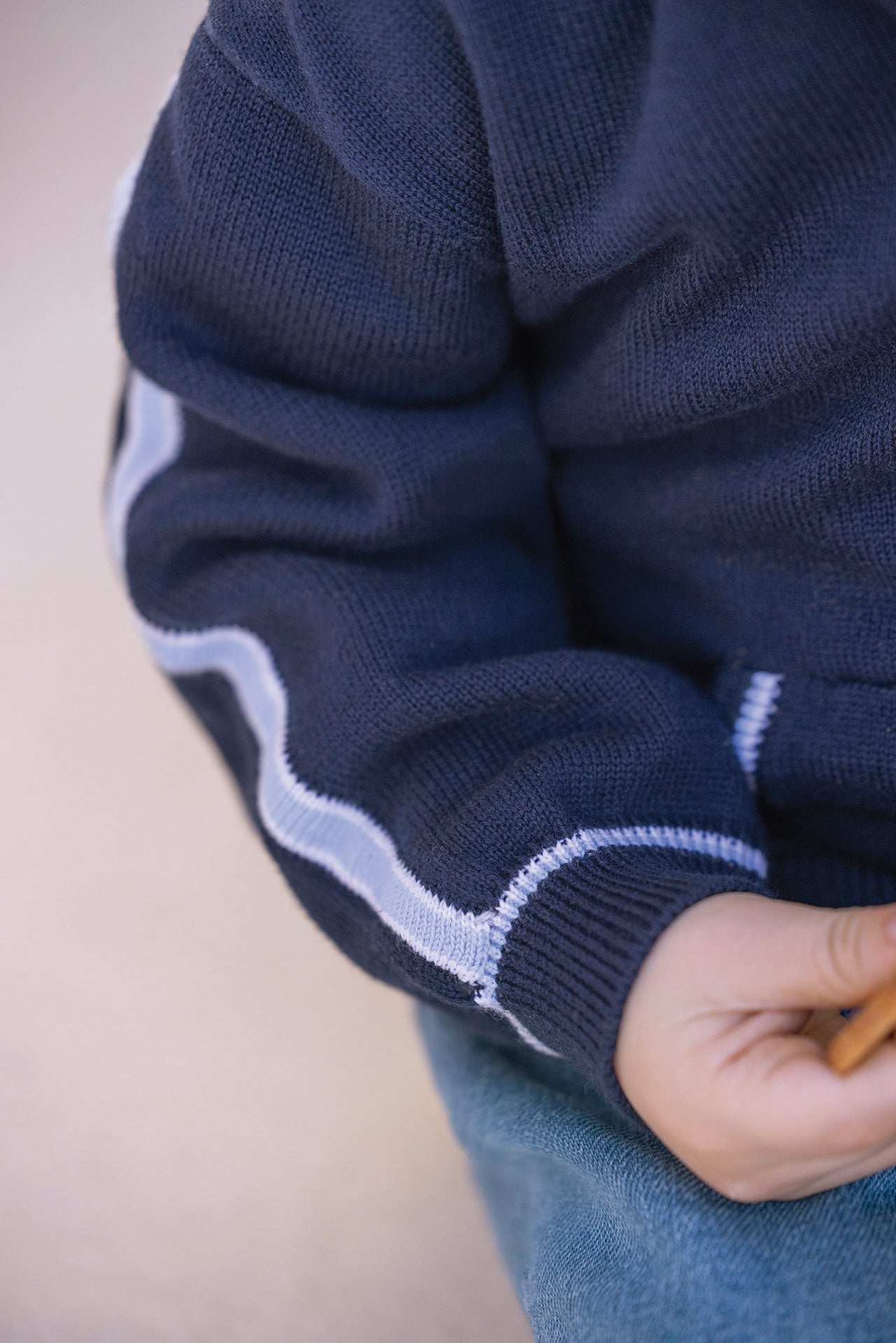 Cardigan - Navy cotton Hood
