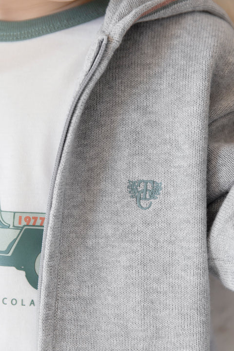 Gilet - Gris chiné coton capuche - Image principale