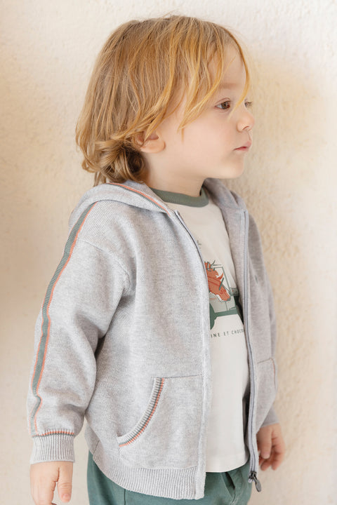 Chaqueta - Gris brezo de algodón Capucha - Image principale