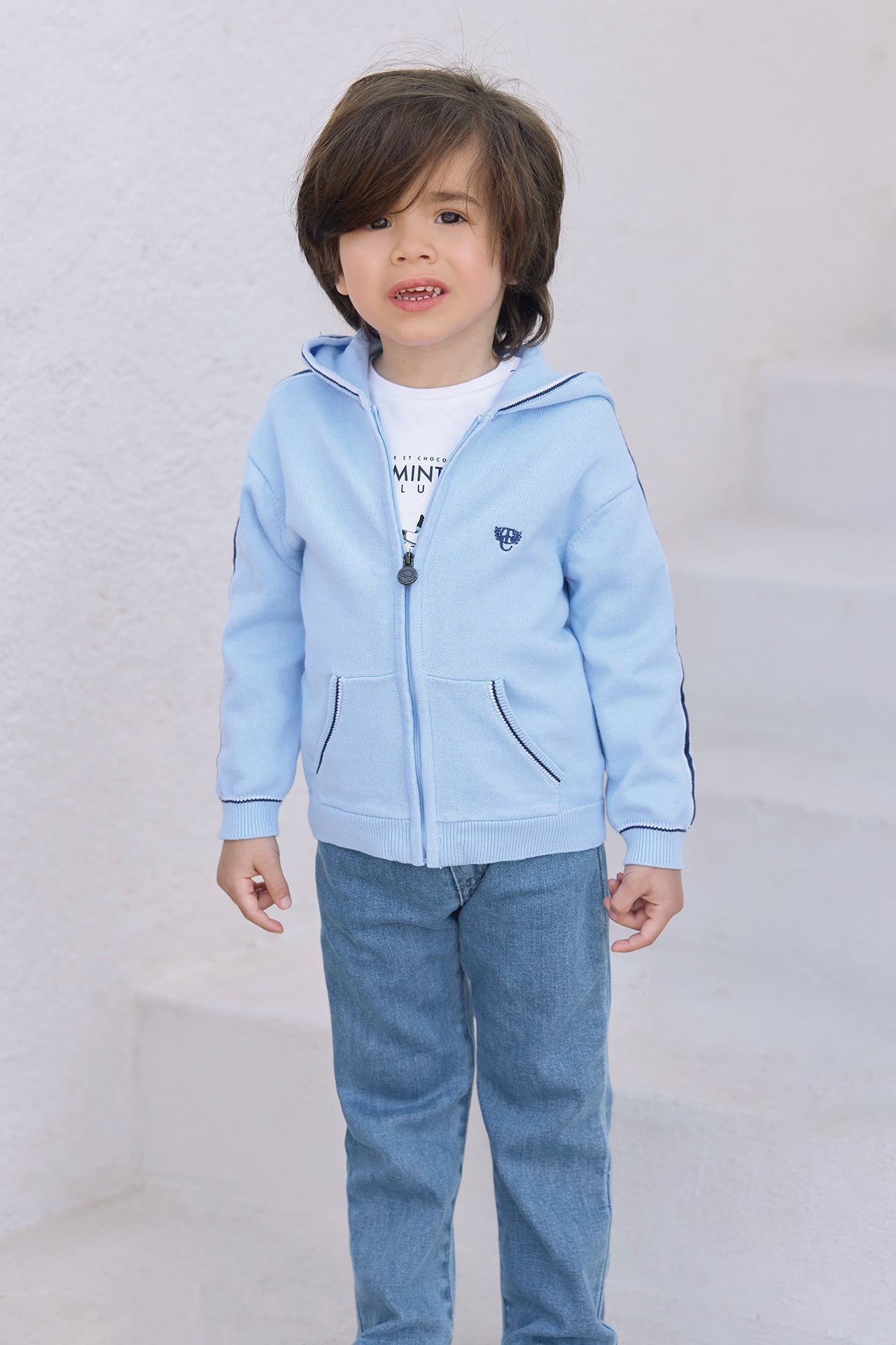 Chaqueta - Azul nube de algodon Capucha