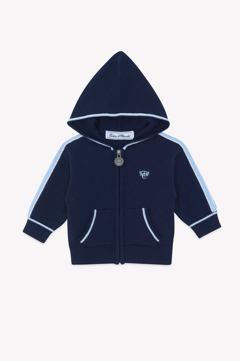 Gilet - Blu navy cotone Cappuccio - Image principale