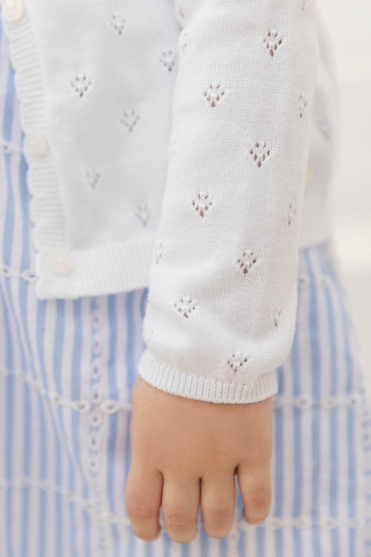 Cardigan - White openwork cotton