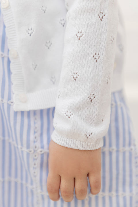 Strickjacke - Weiss durchbrochene Baumwolle - Image principale