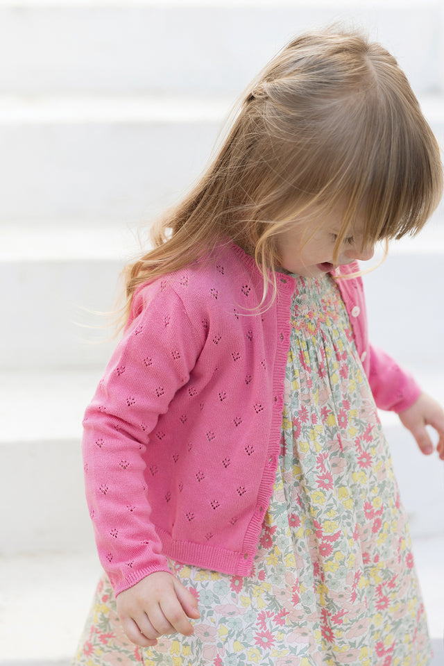 Cárdigan - Rosa algodón calado - Image principale