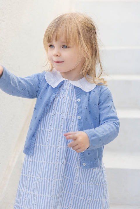 Strickjacke – Azurblaue, durchbrochene Baumwolle - Image principale