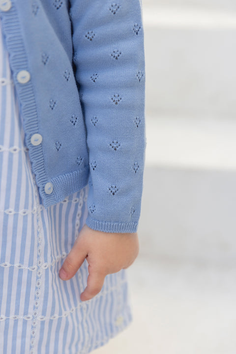 Strickjacke – Azurblaue, durchbrochene Baumwolle - Image principale