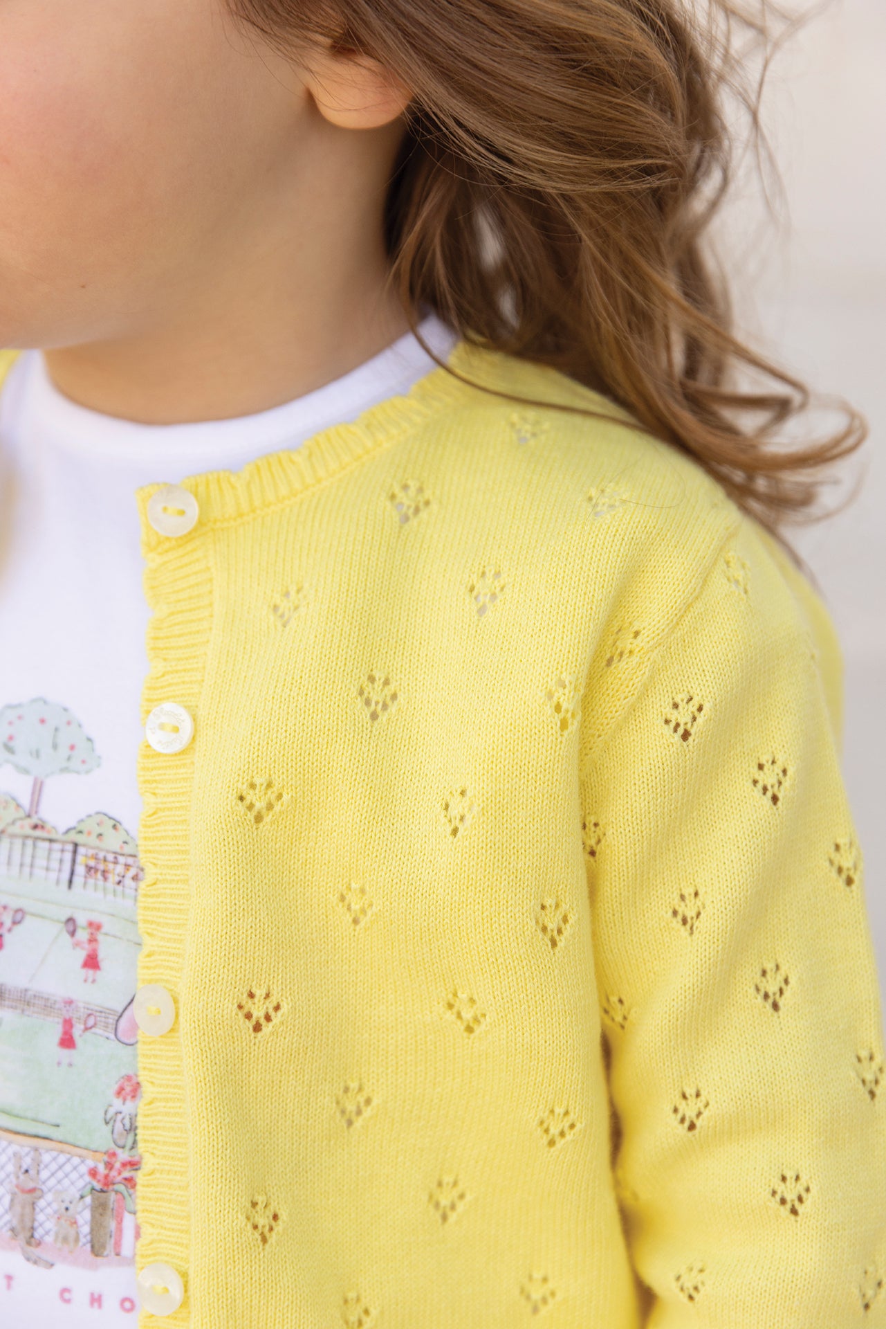 Cardigan - Lemon openwork cotton