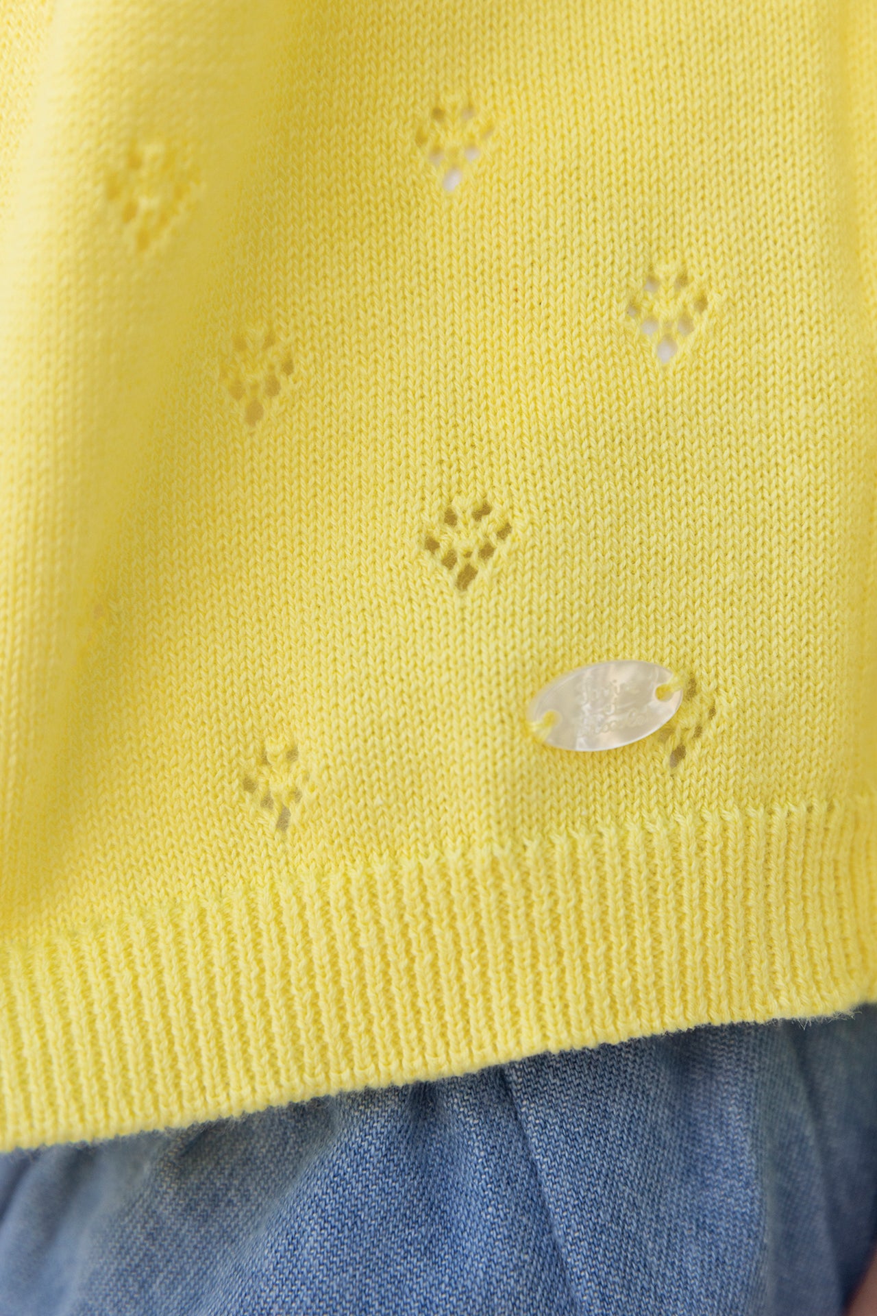 Cardigan - Lemon openwork cotton