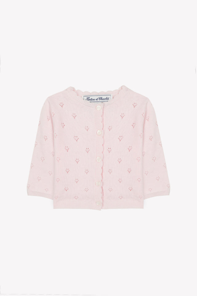 Cardigan - Rosa pallido cotone traforato - Image principale