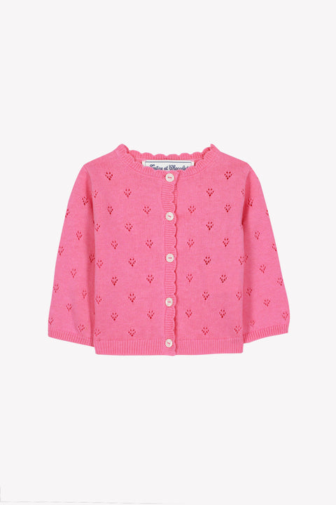 Cárdigan - Rosa algodón calado - Image principale