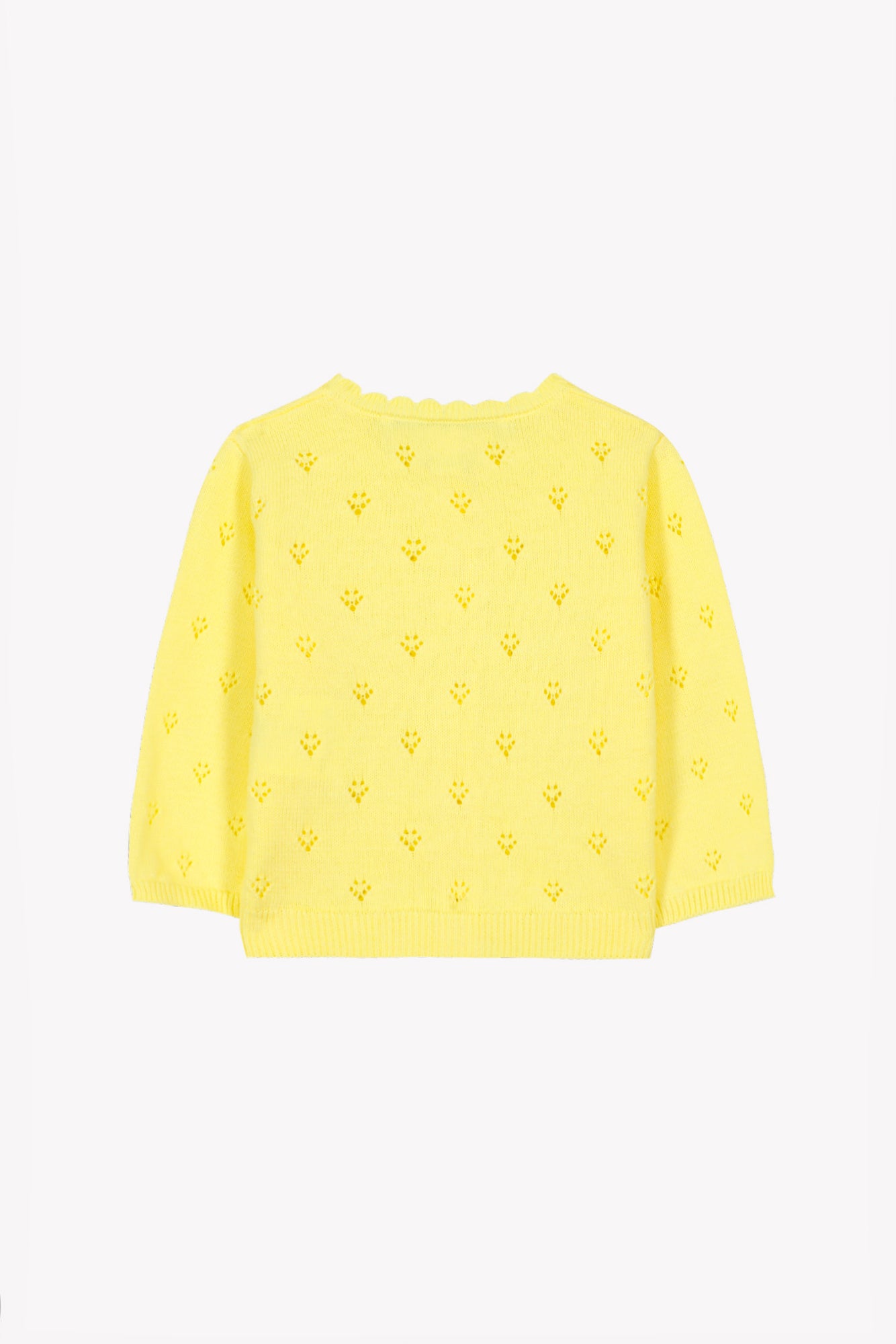 Strickjacke – durchbrochene Baumwolle in Zitronenfarbe