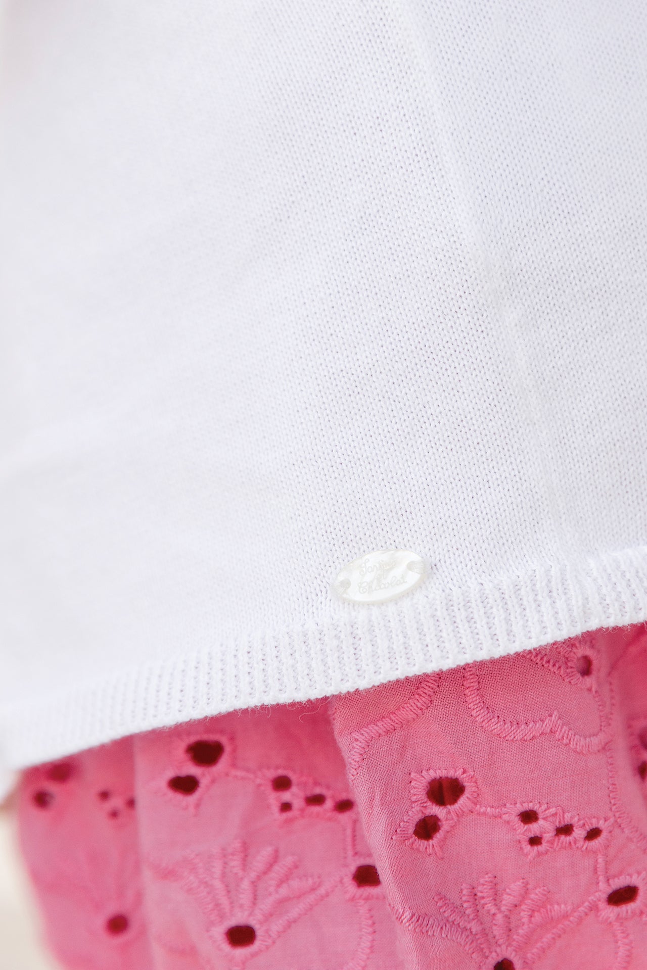 Cardigan - Pink cotton Embrodery Ribbon