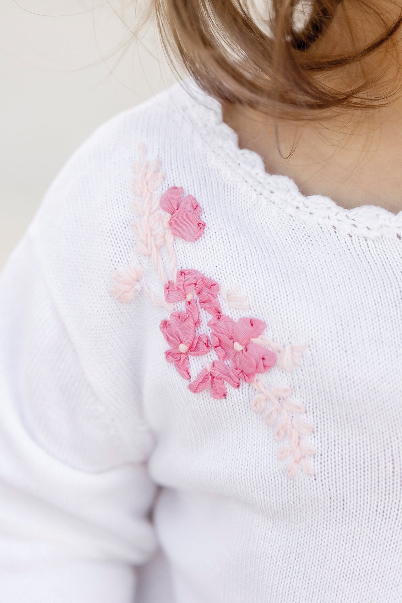 Cardigan - Pink cotton Embrodery Ribbon