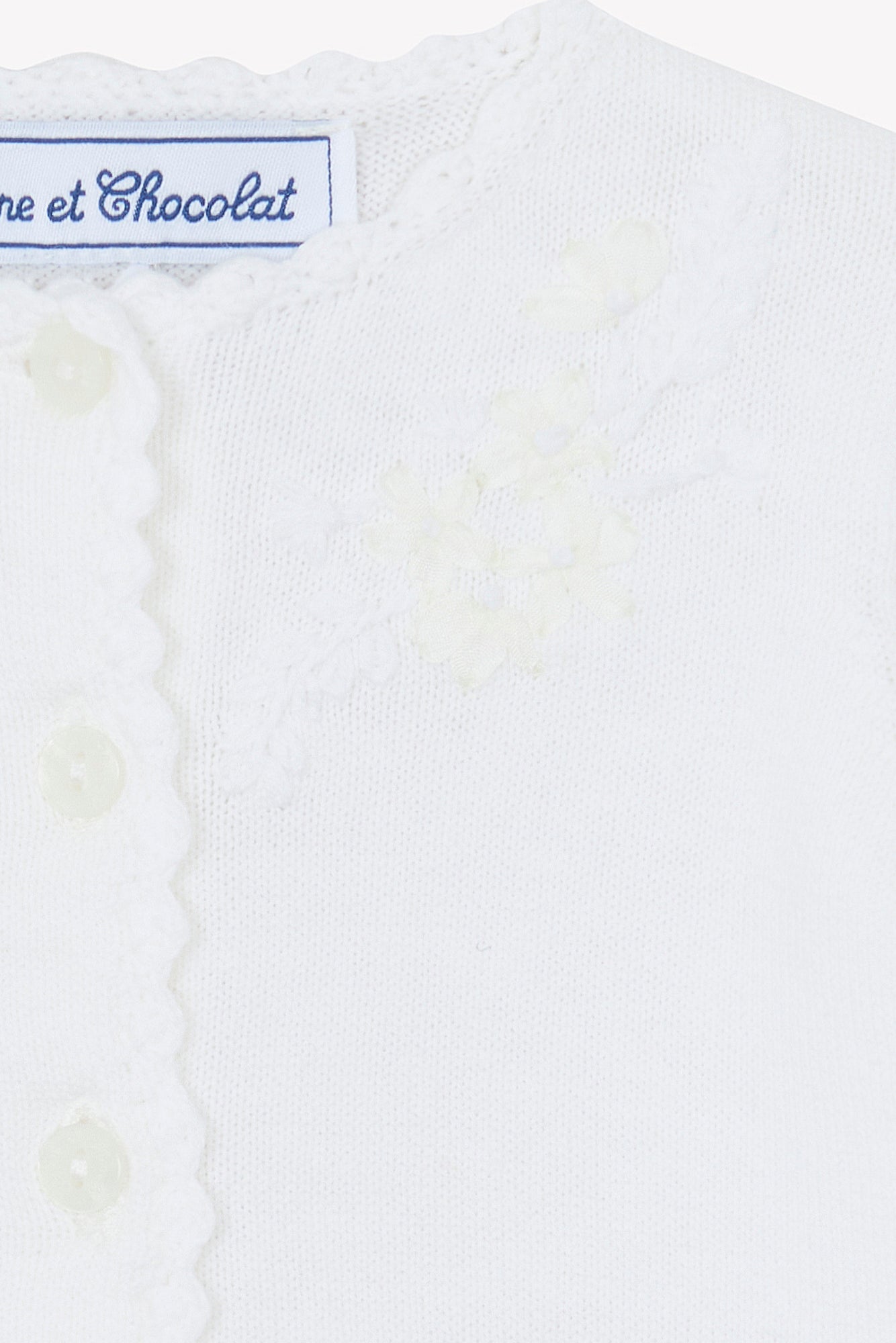 Cardigan - Blanc broderie florale