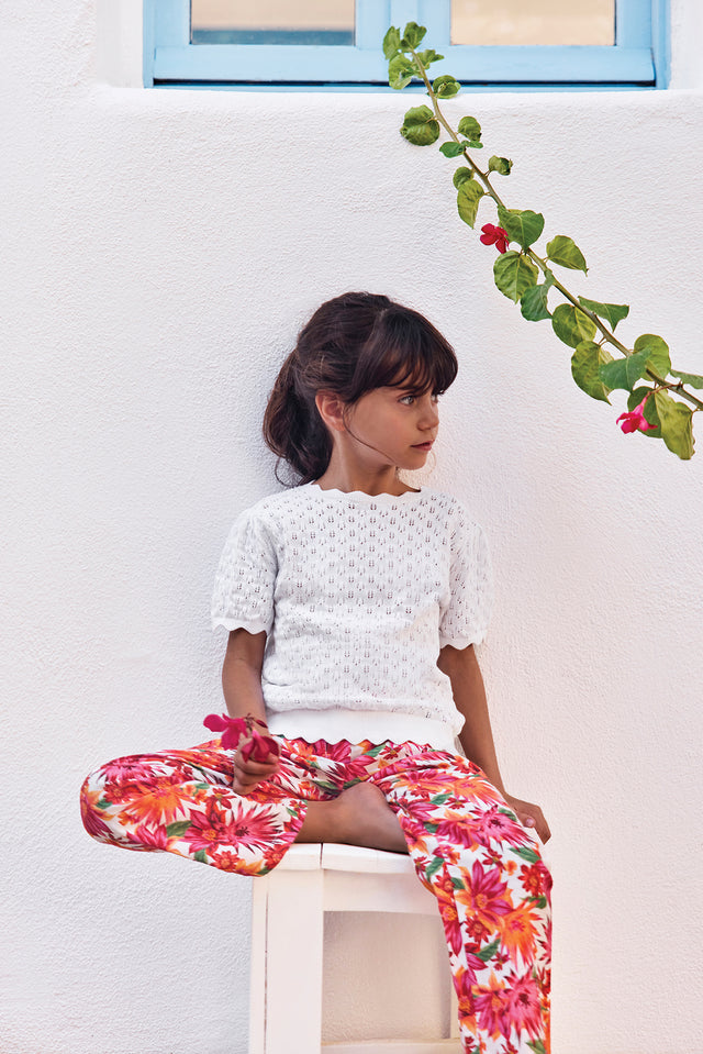 Trui - Wit katoen Geschulpt - Image principale