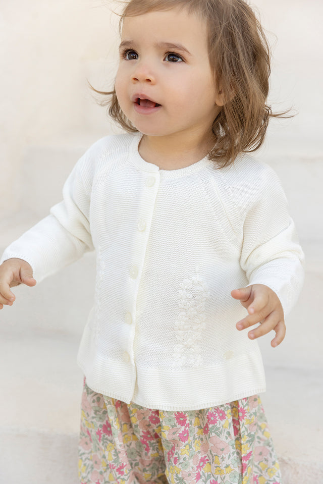 Cardigan - Madreperla  cotone Ricamo - Image principale