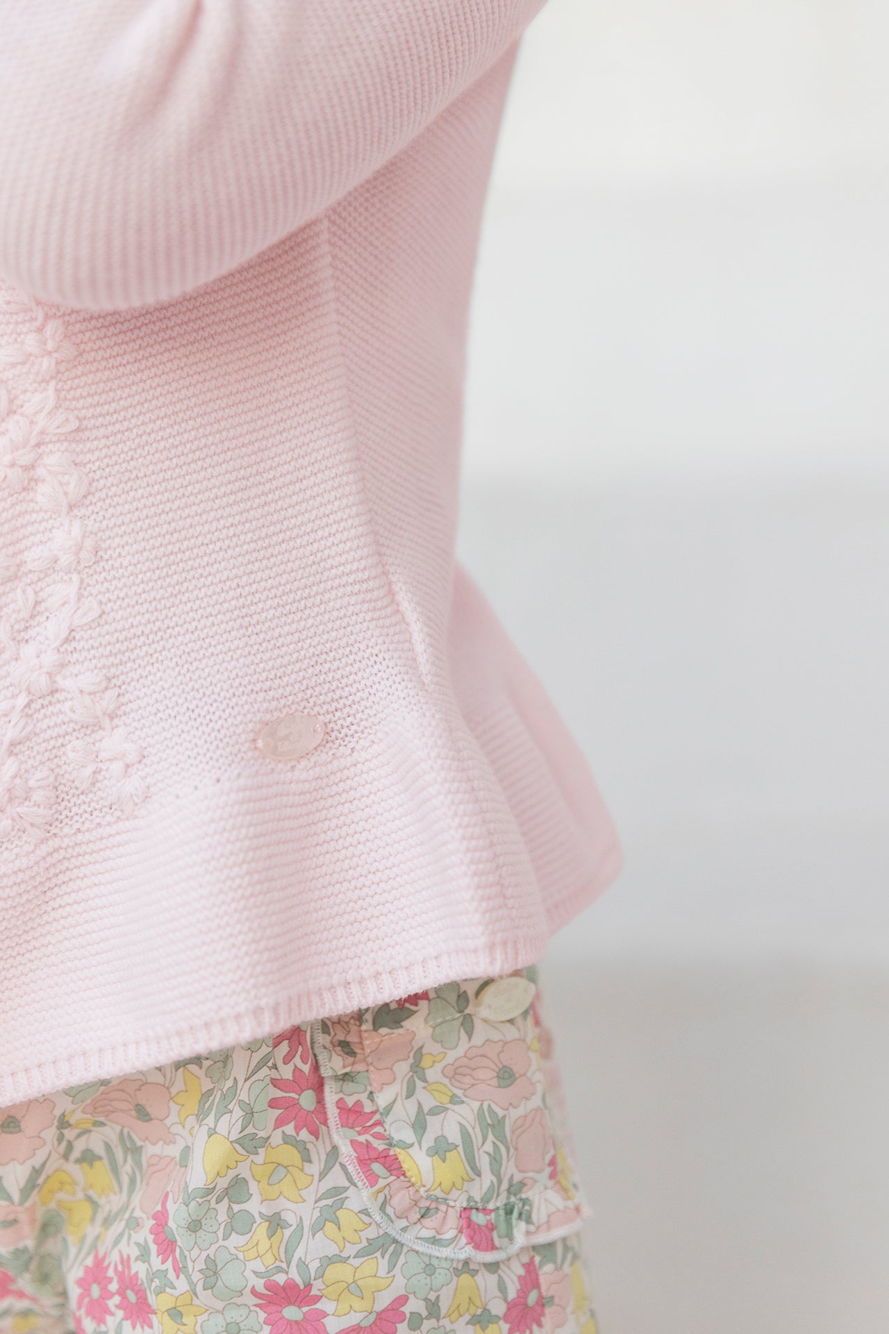 Cardigan - Pale pink cotton Embrodery