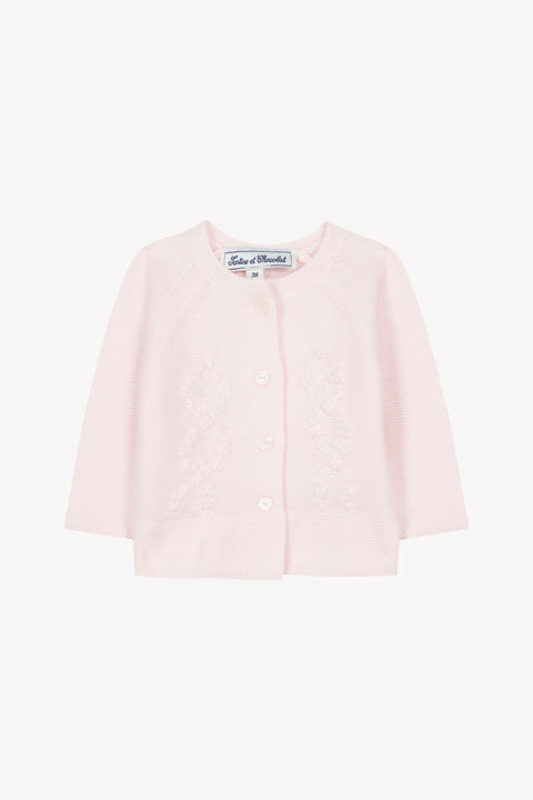 Cárdigan - Rosa pálido algodón Bordado - Image principale