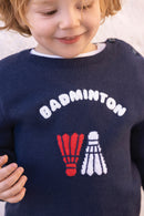 Pullover - Marineblau Baumwolle Illustration Badminton