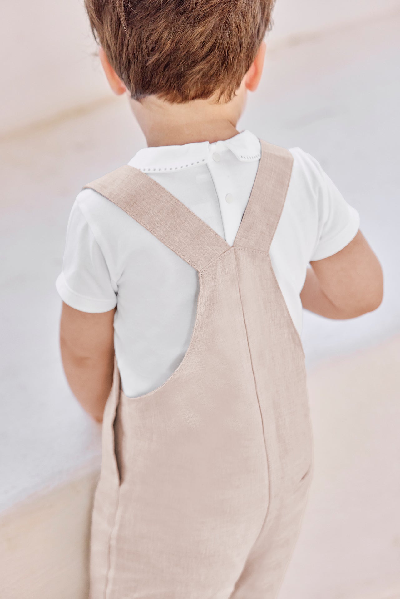 Kurzer Overall - Sand Leinen