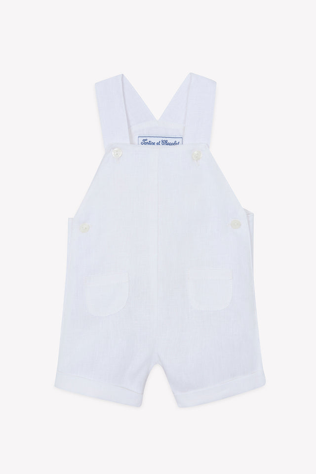Kurze Overalls - Weiss Leinen Zeremonie - Image principale