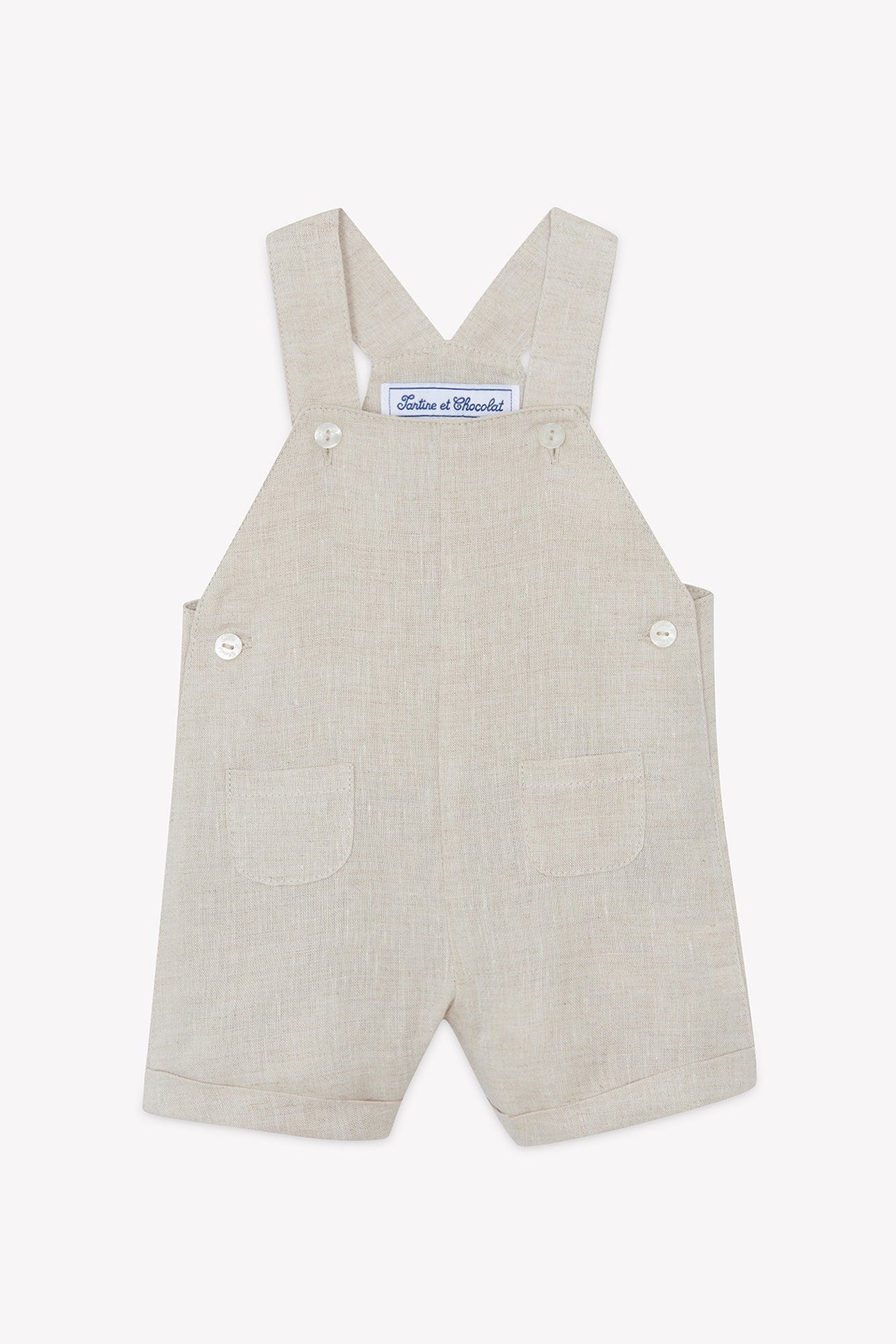 Kurzer Overall - Sand Leinen