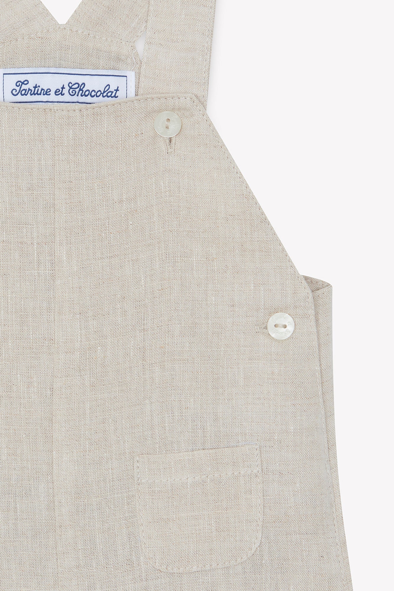 Kurzer Overall - Sand Leinen