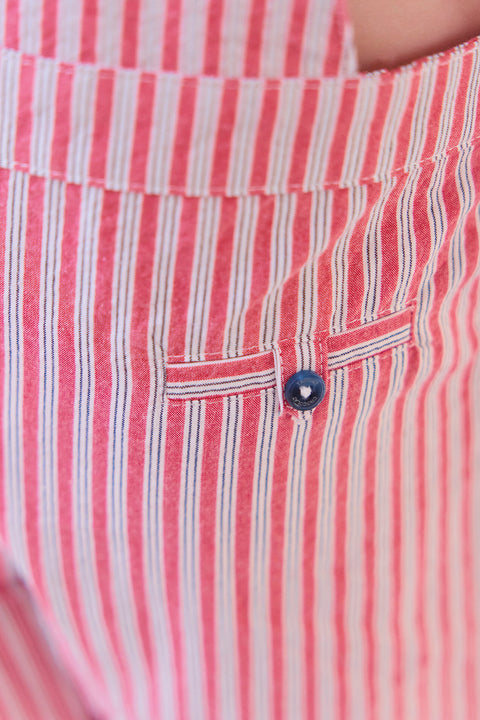 Kurze Overalls - Rot Baumwolle Streifens - Image principale