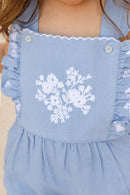 Salopette courte - Bleu azur lin