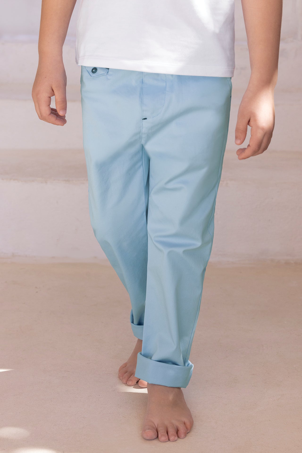 Pantalon - Bleu nuage coton cérémonie