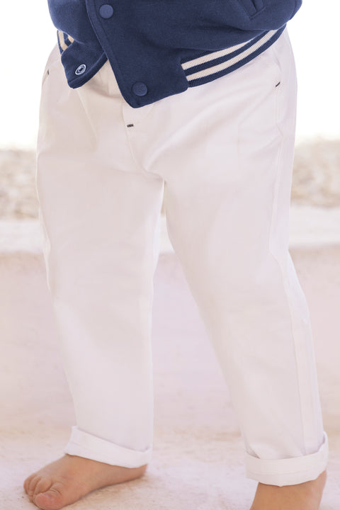 Pantaloni - Bianco cotone Cerimonia - Image principale