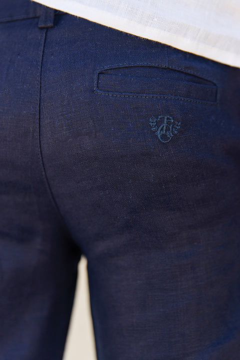 Hosen - Marineblau Leinen Zeremonie - Image principale