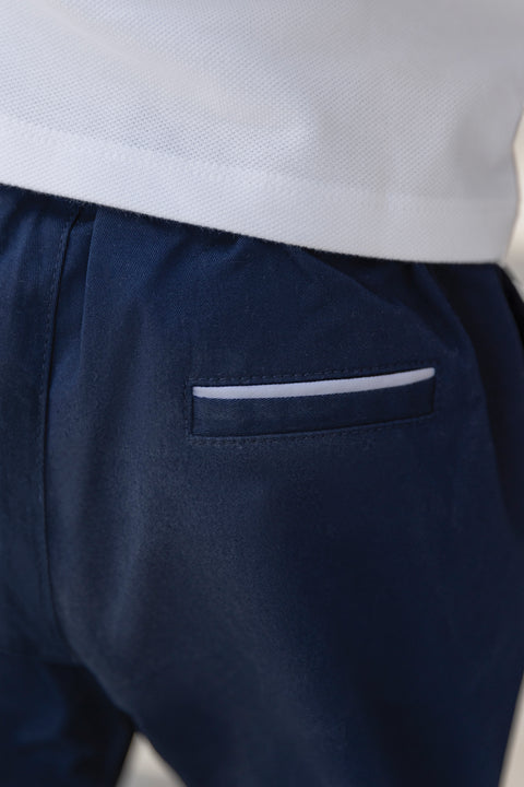 Pantalon - Azul marino algodón Ceremonia - Image principale