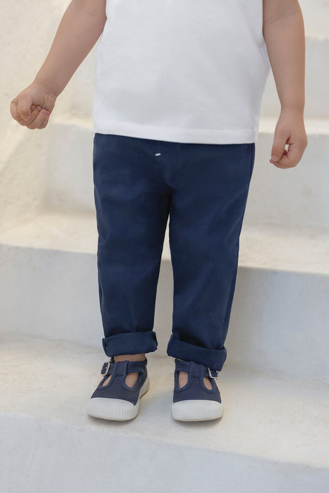 Pantalon - Azul marino algodón Ceremonia - Image principale