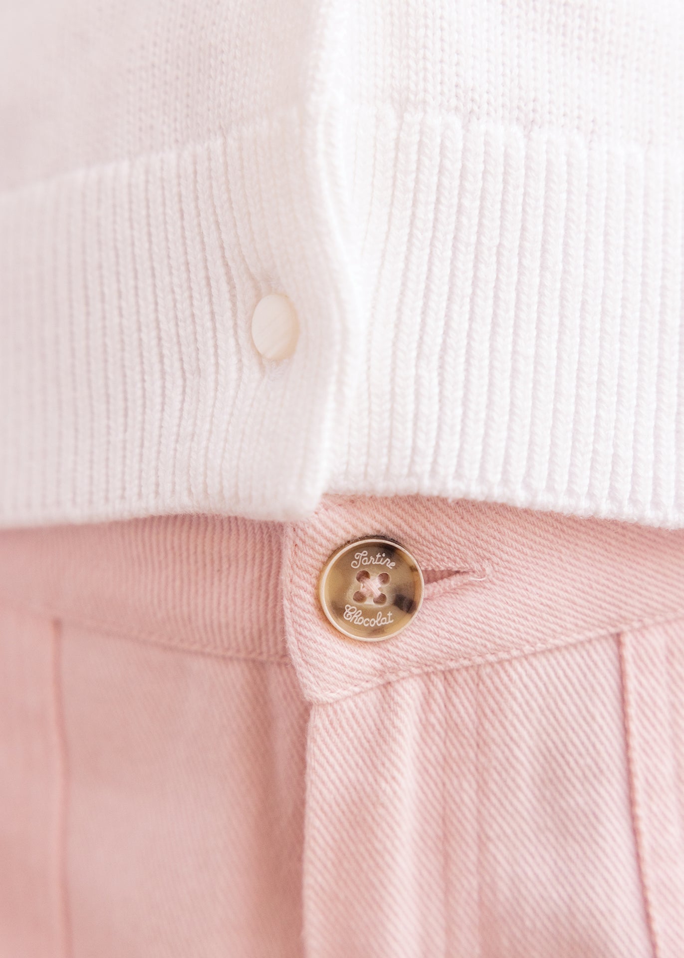 Pantalon - Rose coton broderie